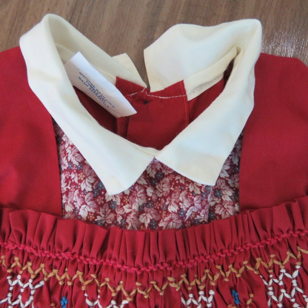 VINTAGE POLLY FLINDERS Smocked Floral Cottagecore Prairie Girl's Dress Church - Picture 7 of 13